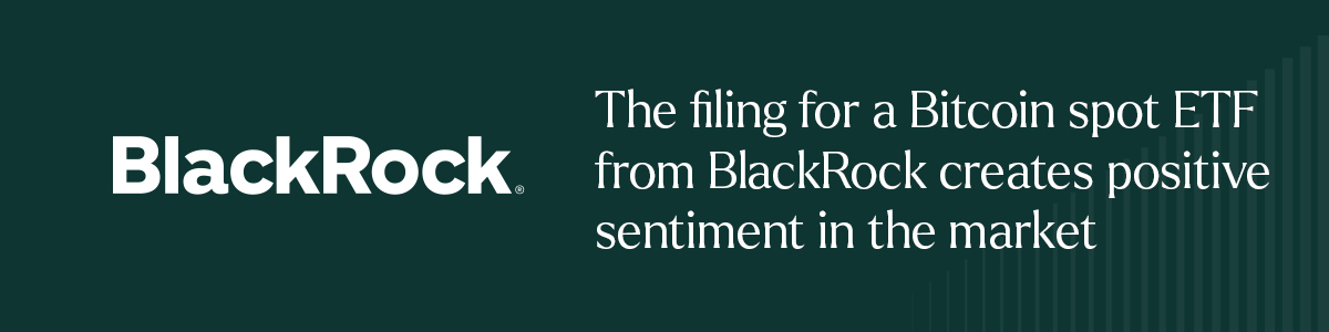 The filing of a Bitcoin spot ETF by BlackRock caused positive sentiment within the market